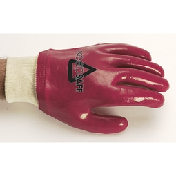 KeepSAFE PVC Fully Coated Knit Wrist Glove Red