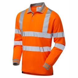 PULSAR® PR470 Hi Vis Orange Long Sleeved Polo Shirt 4XL-7XL