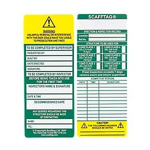 Scaff Tag System (Box OF 20 Inserts, 10 Holders, 1 Pen)