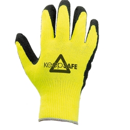 KeepSAFE Latex Palm Coated Builders Grip Glove High Visibility