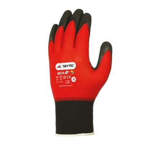 Skytec Beta 1 Nitrile Foam Coated Glove Red Black (Pair)
