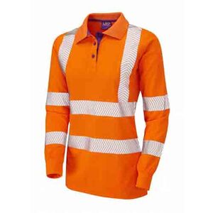 PL08-O Pollyfield Coolviz + Ladies Sleeved Polo Shirt Orange