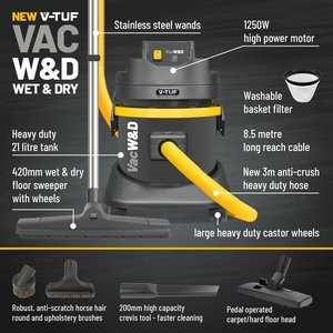V-Tuf Heavy Duty Industrial Wet & Dry Vacuum Cleaner 240V