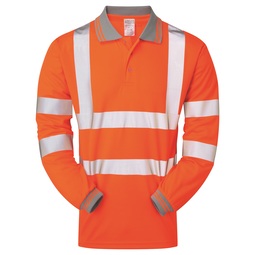 PULSAR PR470 Hi Vis Long Sleeved Polo Shirt Orange