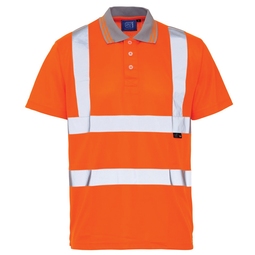 Hi Vis Bird Eye Short Sleeve Polo Shirt Orange GO/RT